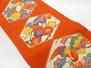 塩瀬亀甲に鶴・菊・松梅模様名古屋帯